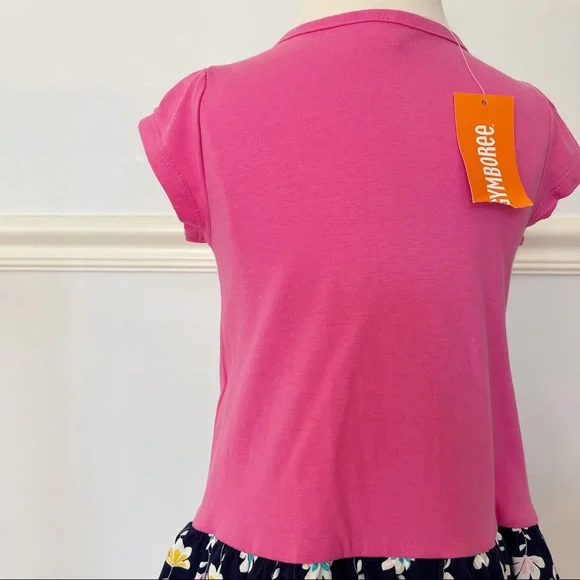 Gymboree Pink Blue Ruffle Short Sleeve Dress 3T - Picture 6 of 12